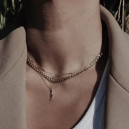 Flat Link Curb Chain Pendant Necklace Jula Jewelry