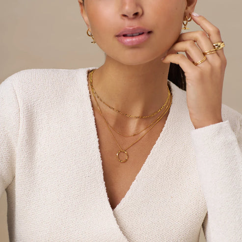 Open Circle Triple Row Necklace Jula Jewelry