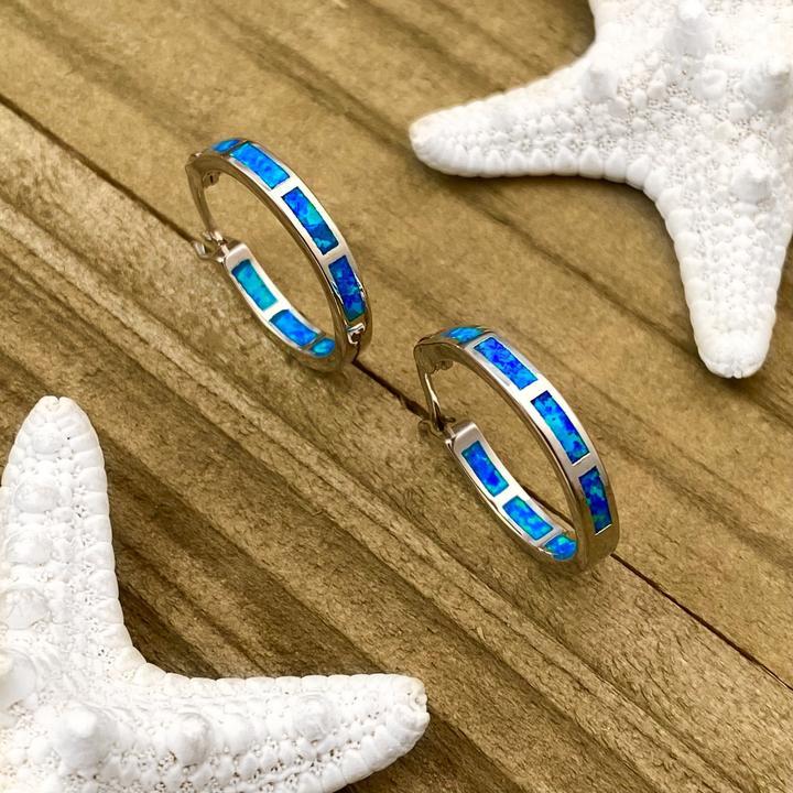 Blue Ocean Opal Earrings in Silver Jula Jewelry