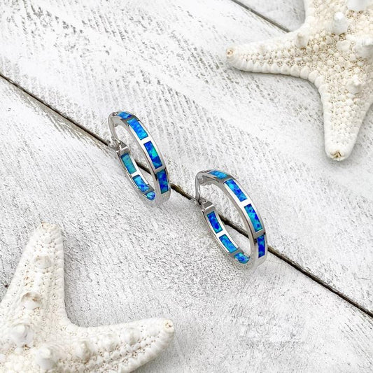 Blue Ocean Opal Earrings in Silver Jula Jewelry