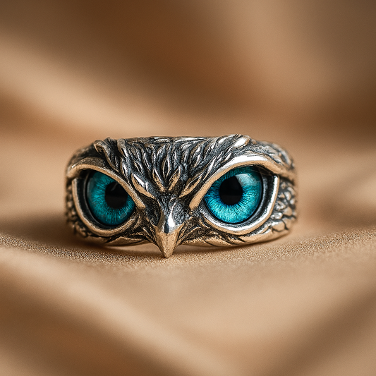 Lucky Owl – Silver Adjustable Ring with Opal Jula Jewelry