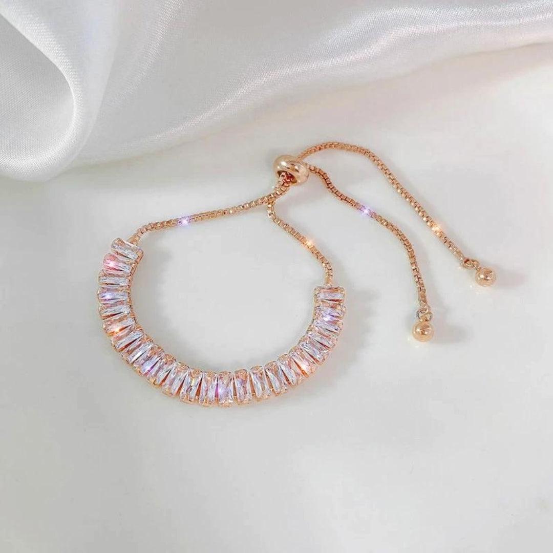 Adjustable Gold and Silver Bracelet with Cubic Zirconia Jula Jewelry