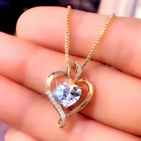 Gold Necklace with Zirconia Heart Jula Jewelry