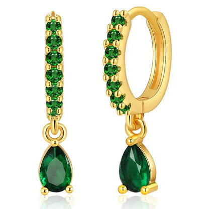Gold earrings with emerald and zirconia. Jula Jewelry
