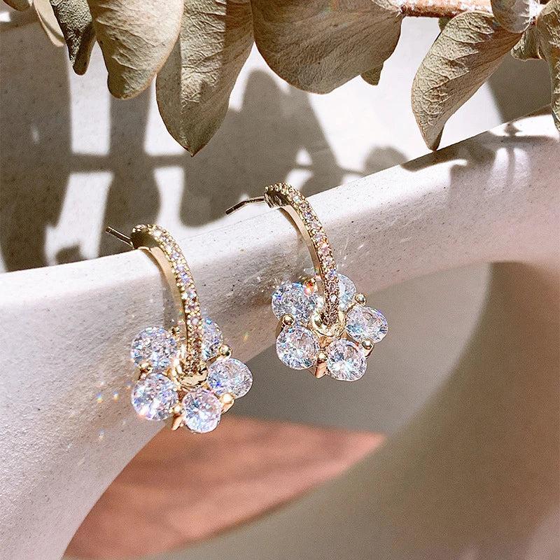 Gold Crystal Blossom Earrings Jula Jewelry