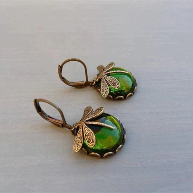 Spherical dragonfly earrings in vintage gold Jula Jewelry