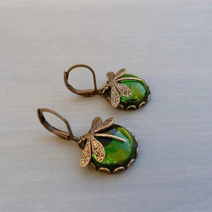 Spherical dragonfly earrings in vintage gold Jula Jewelry