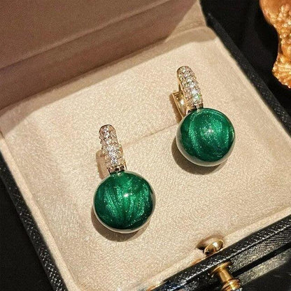 Green Pearl Earrings in Golden Jula Jewelry