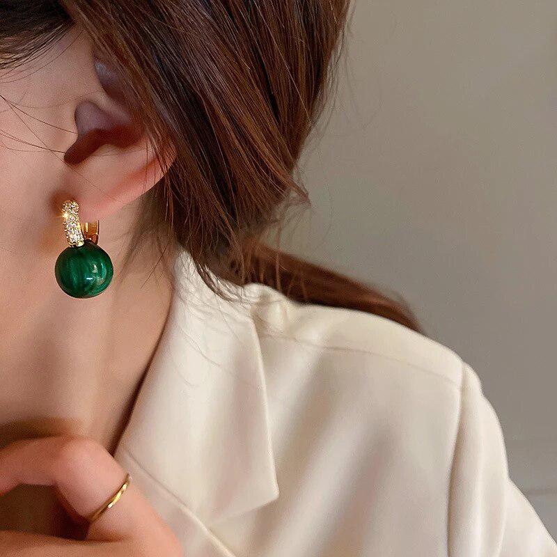 Green Pearl Earrings in Golden Jula Jewelry