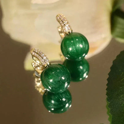 Green Pearl Earrings in Golden Jula Jewelry