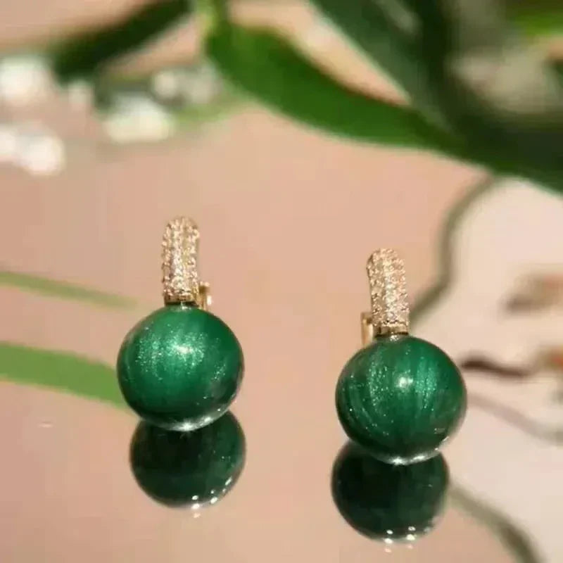 Green Pearl Earrings in Golden Jula Jewelry