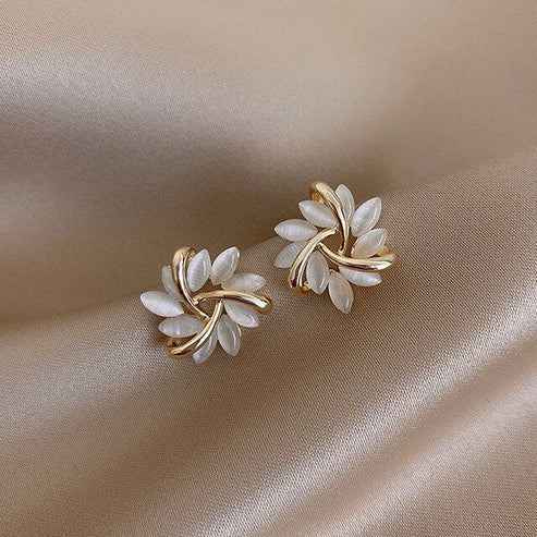 Luxurious White Opal Earrings in Gold Jula Jewelry