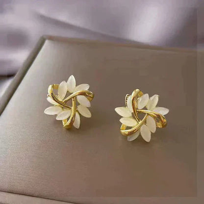 Luxurious White Opal Earrings in Gold Jula Jewelry