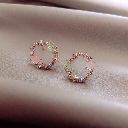 Crystal Flower Earrings in Rose Gold Jula Jewelry