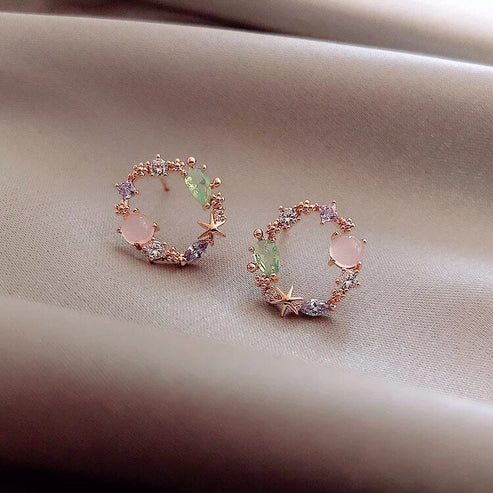 Crystal Flower Earrings in Rose Gold Jula Jewelry