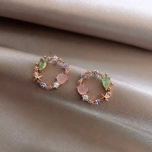 Crystal Flower Earrings in Rose Gold Jula Jewelry