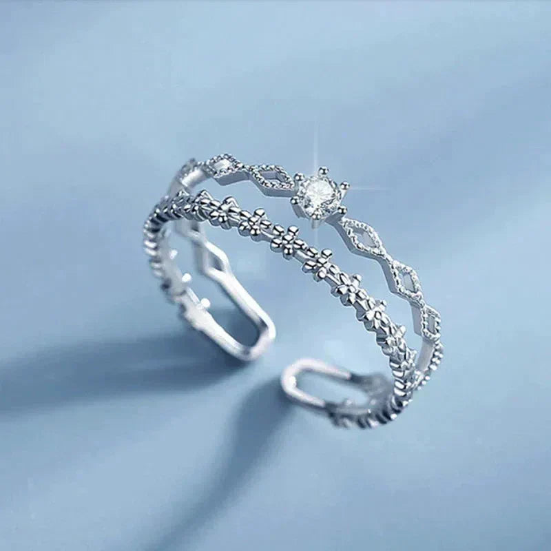 Adjustable Silver Ring with Zirconia Jula Jewelry