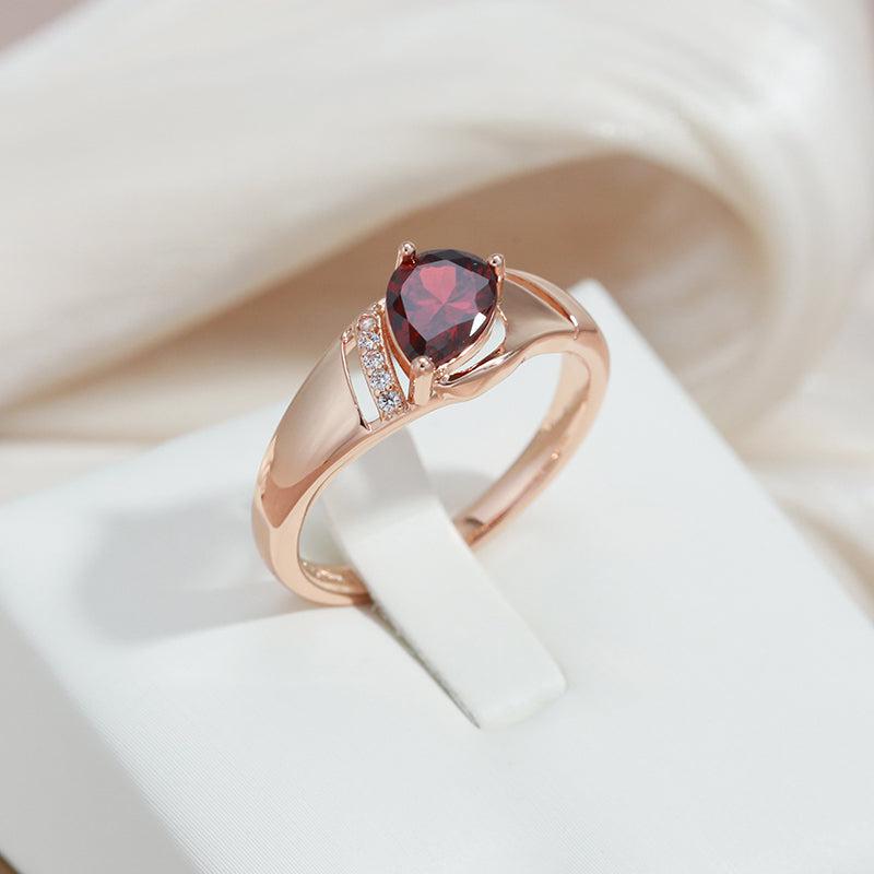 Red Oval Natural Zircon Ring Jula Jewelry