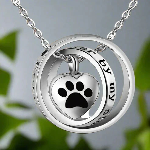 "No Longer By My Side, Always In My Heart" – Stainless Steel Urn Paw Necklace Jula Jewelry