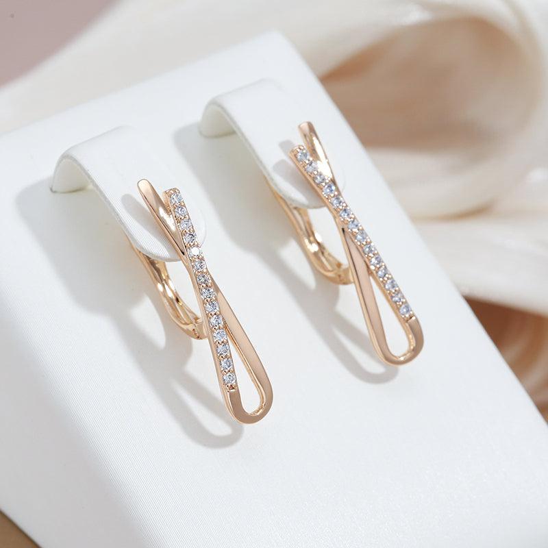 Crossed Diamond Earrings in Golden Jula Jewelry