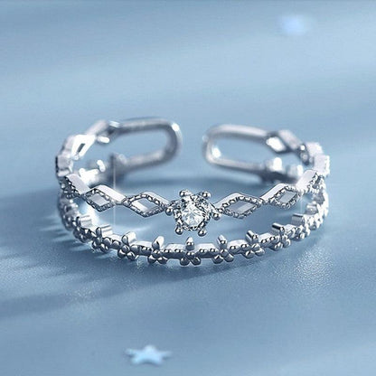 Adjustable Silver Ring with Zirconia Jula Jewelry