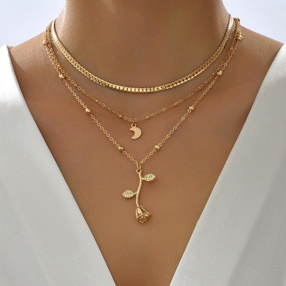 Golden Rose Charm Necklace Jula Jewelry