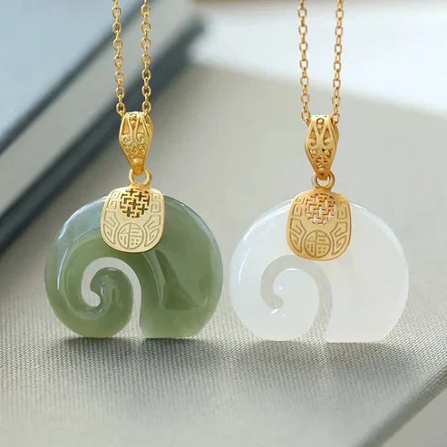 Hetian Jade Elephant Pendant Necklace -> Hetian Jade Elephant Charm Necklace Jula Jewelry