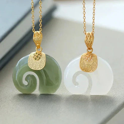 Hetian Jade Elephant Pendant Necklace -> Hetian Jade Elephant Charm Necklace Jula Jewelry