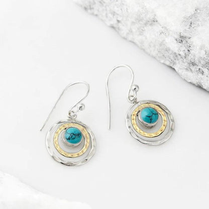 Boho Saturn with Turquoise Opal Dangle Earrings Jula Jewelry