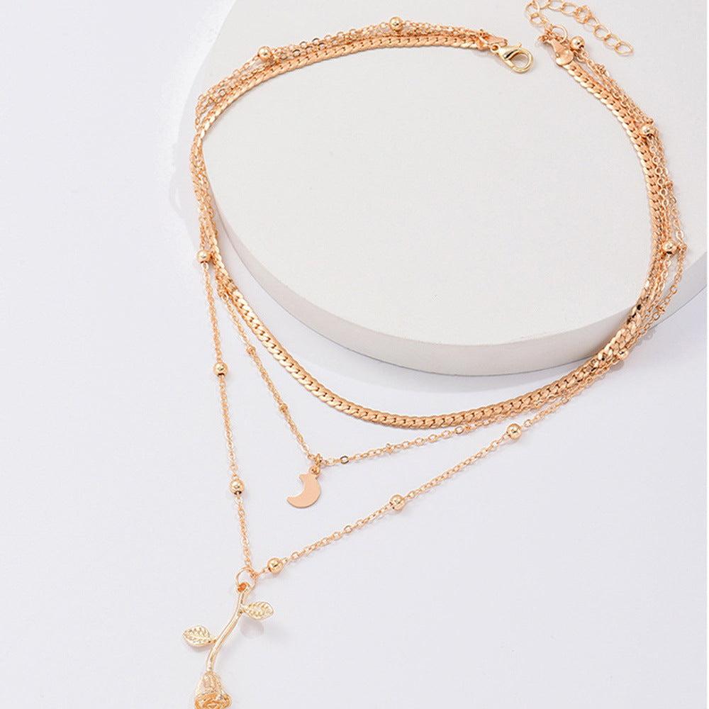 Golden Rose Charm Necklace Jula Jewelry