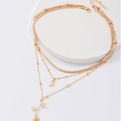 Golden Rose Charm Necklace Jula Jewelry