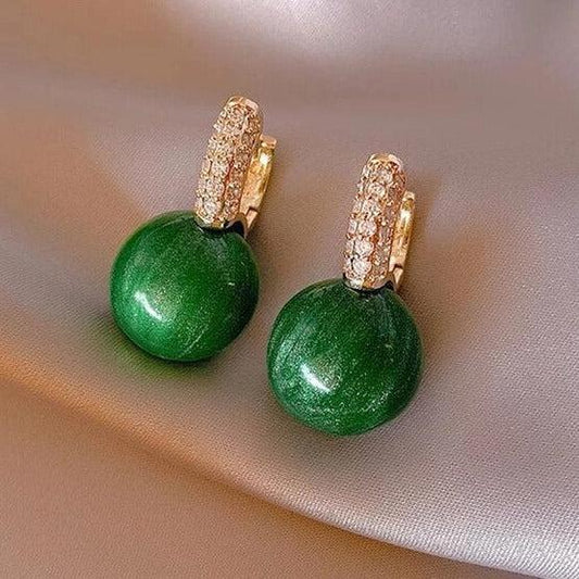Green Pearl Earrings in Golden Jula Jewelry