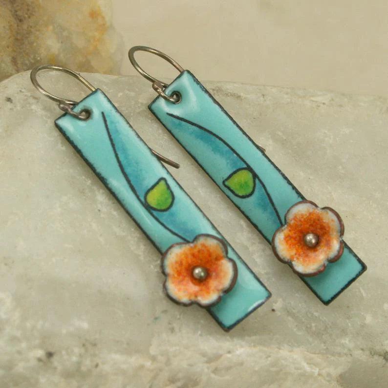 Enamel Flower Earrings Jula Jewelry