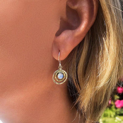 Boho Saturn with Turquoise Opal Dangle Earrings Jula Jewelry