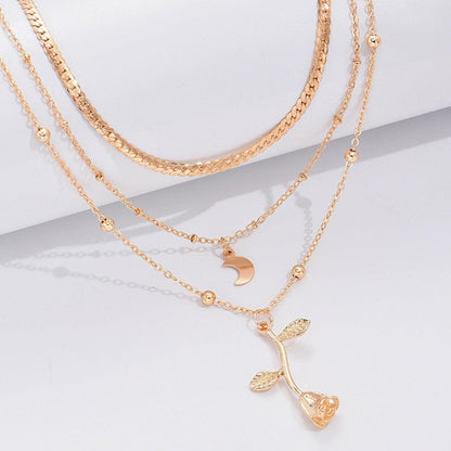 Golden Rose Charm Necklace Jula Jewelry
