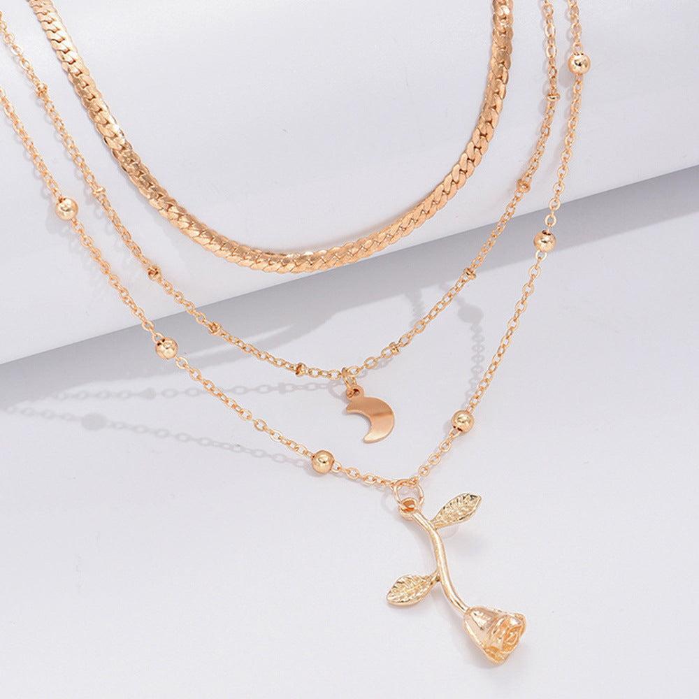 Golden Rose Charm Necklace Jula Jewelry