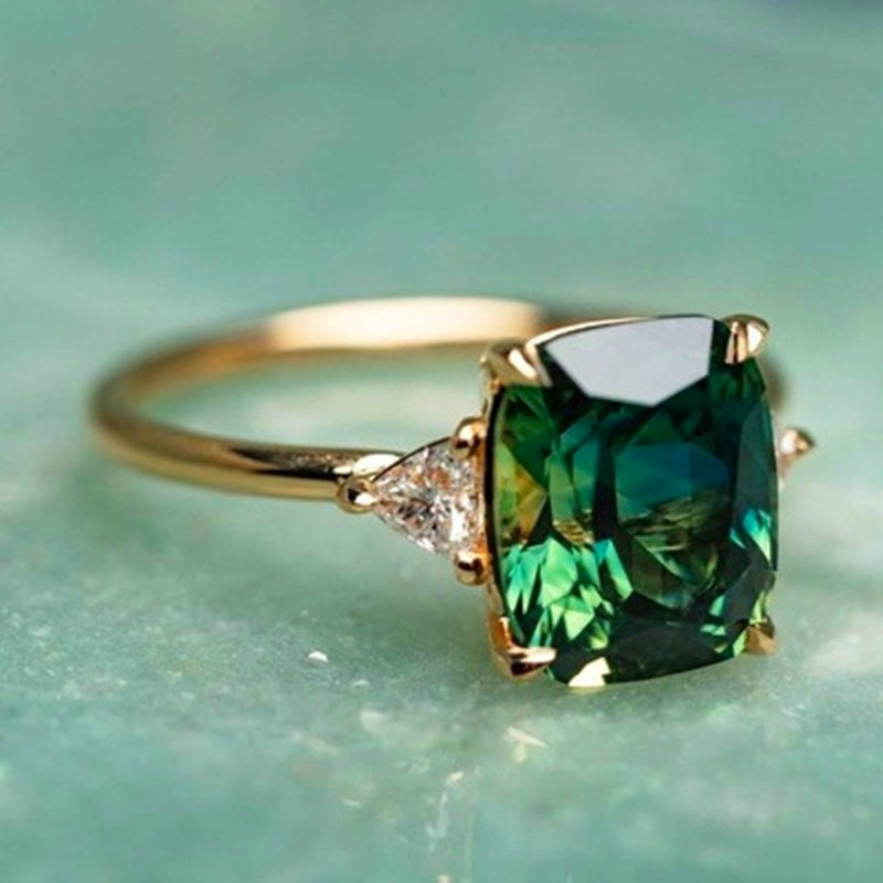 Gold Cushion Solitaire Band Jula Jewelry