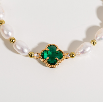 Emerald Clover Leaf Bead Bracelet Jula Jewelry