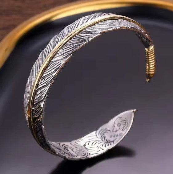 Vintage Feather Adjustable Cuff Bracelet Jula Jewelry
