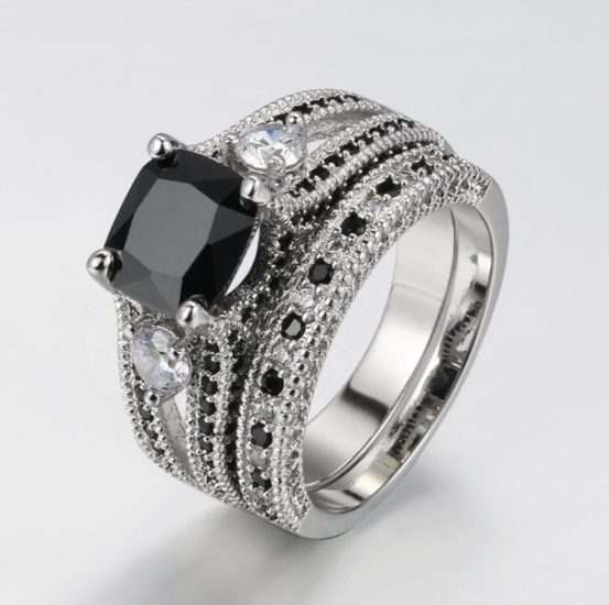 Black Zircon and Diamond Band Jula Jewelry