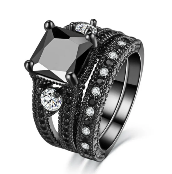 Black Zircon and Diamond Band Jula Jewelry