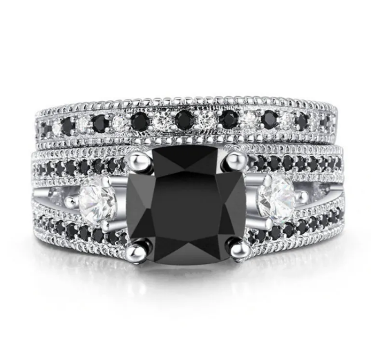 Black Zircon and Diamond Band Jula Jewelry