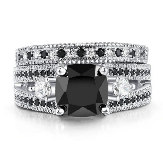 Black Zircon and Diamond Band Jula Jewelry