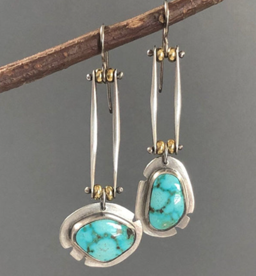 Two-tone Turquoise Earrings Jula Jewelry