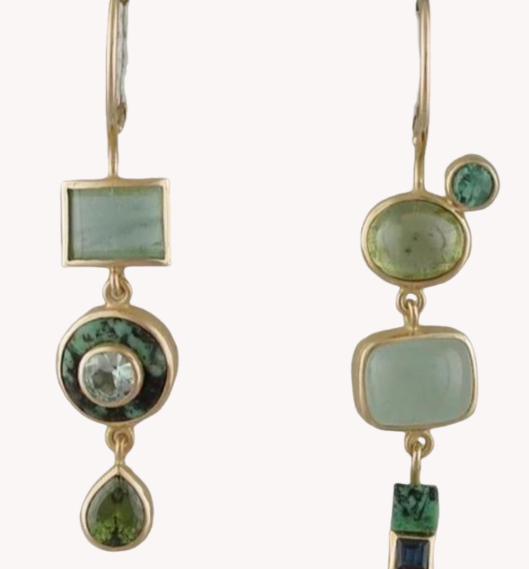 Vintage earrings with dangling green stones Jula Jewelry