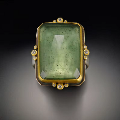 French Vintage Square Crystal Ring Jula Jewelry