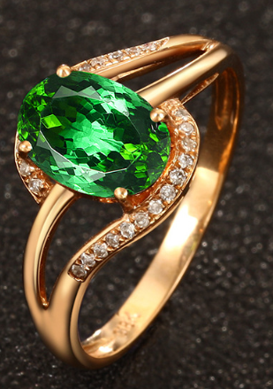 Vintage Garnet Crystal Zirconia Gold Band Ring Jula Jewelry