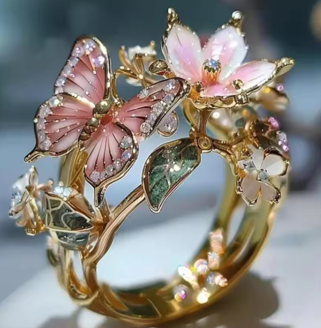 Vintage Golden Prifddinas Flower Ring Jula Jewelry
