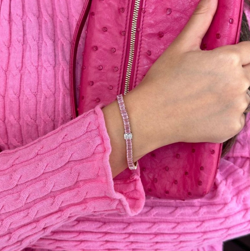 Two-Tone Radiant Cut Pink Sapphire Bracelet Jula Jewelry