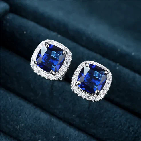 Sapphire Square Stud Earrings Jula Jewelry